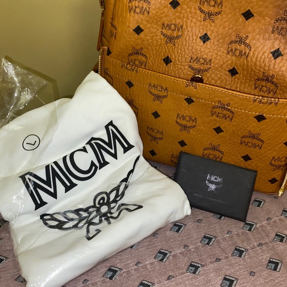 Brand New MCM Studded Cognac Backpack main image 7
